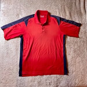 Men's Under Armor Short Sleeve Polo Shirt Red & Black Collared Sport Tee